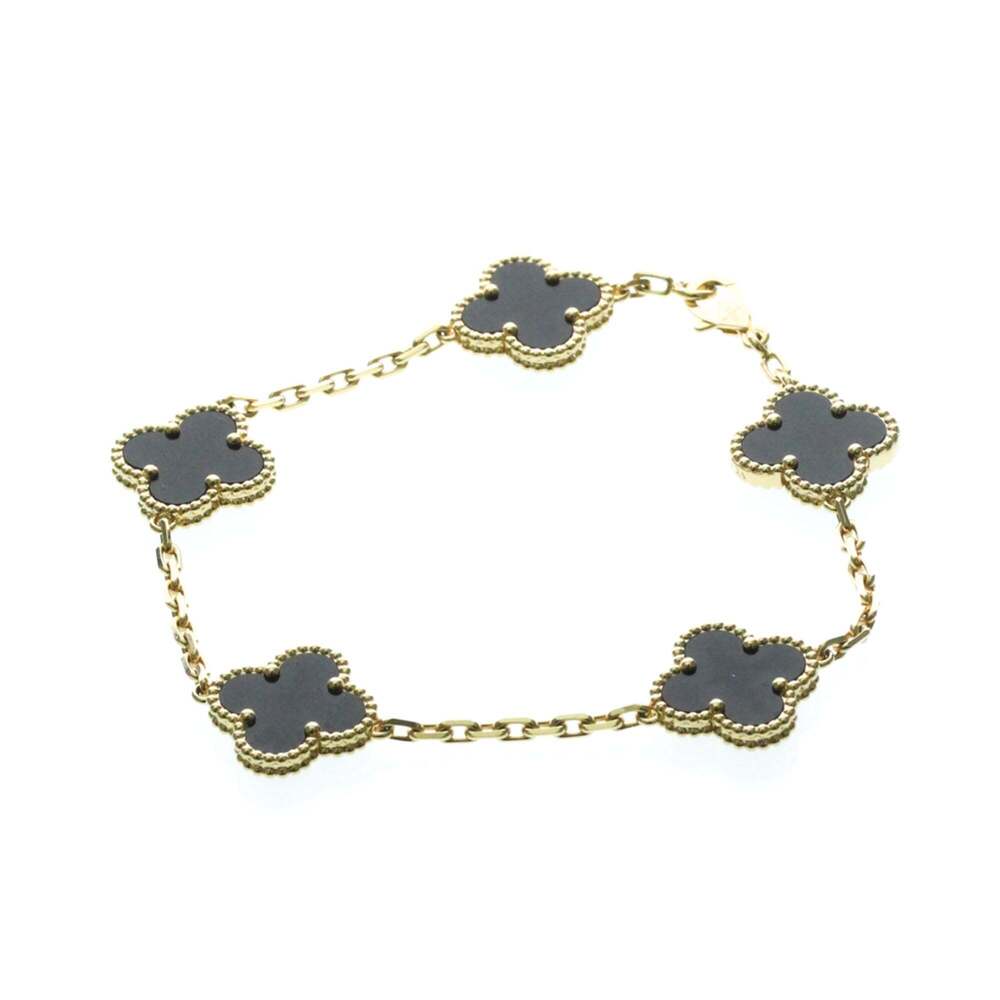 Van Cleef & Arpels Vintage Alhambra Bracelet Yellow Gold (18K) Onyx Charm Bra...
